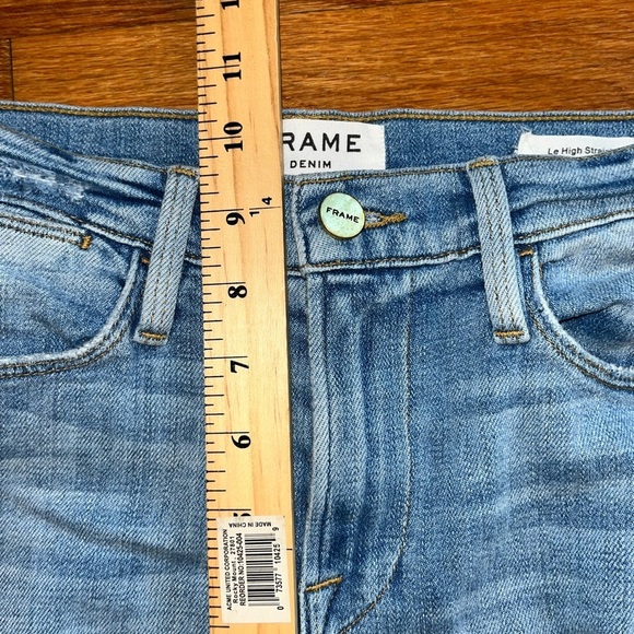 Frame Le High Straight Jeffrey Jean distressed ripped light wash size 25 preppy - Picture 6 of 12